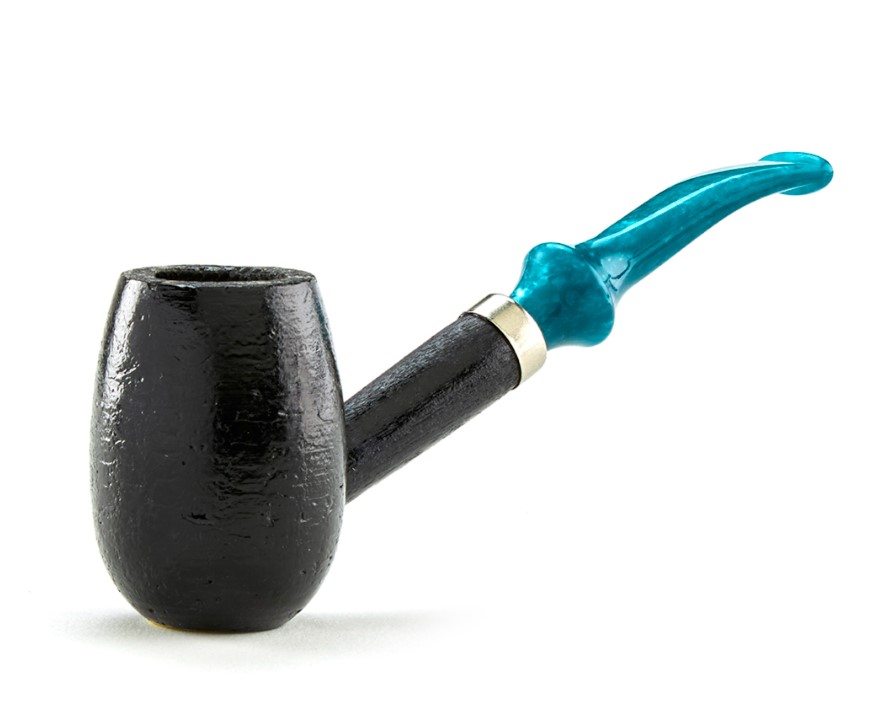 Missouri Meerschaum Raven Cob - "Fekete hollócső" kukorica pipa, smaragd zöld színű dán típusú akril szopókával, filter nélkül